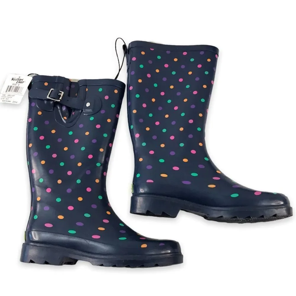 Western Chief Womens‎ Simple Dot Navy Rain boots